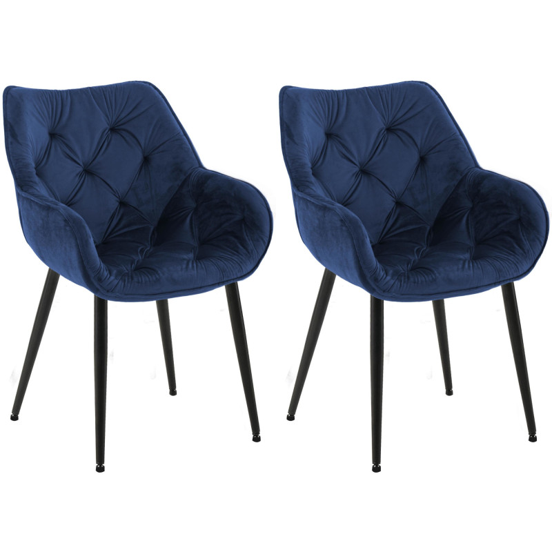 Lot de 2 chaises en velours Tanna bleu foncé