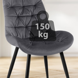 Chaise de salle à manger Rossford en velours gris foncé