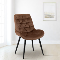 Chaise de salle à manger Rossford en velours marron