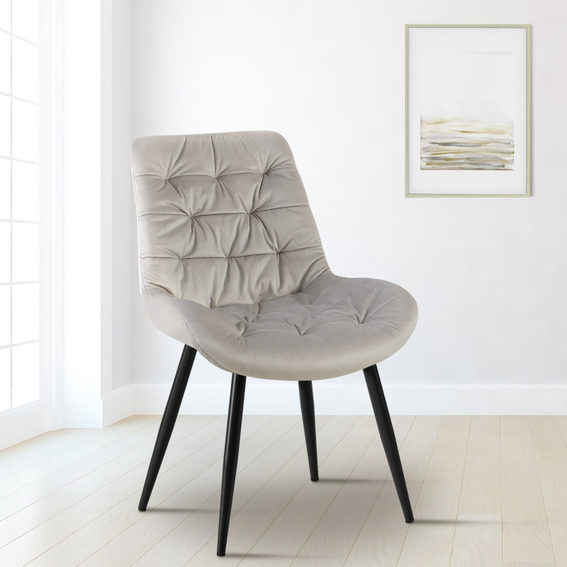 Chaise de salle à manger Rossford en velours gris