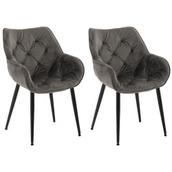 Lot de 2 chaises Tanna en velours anthracite