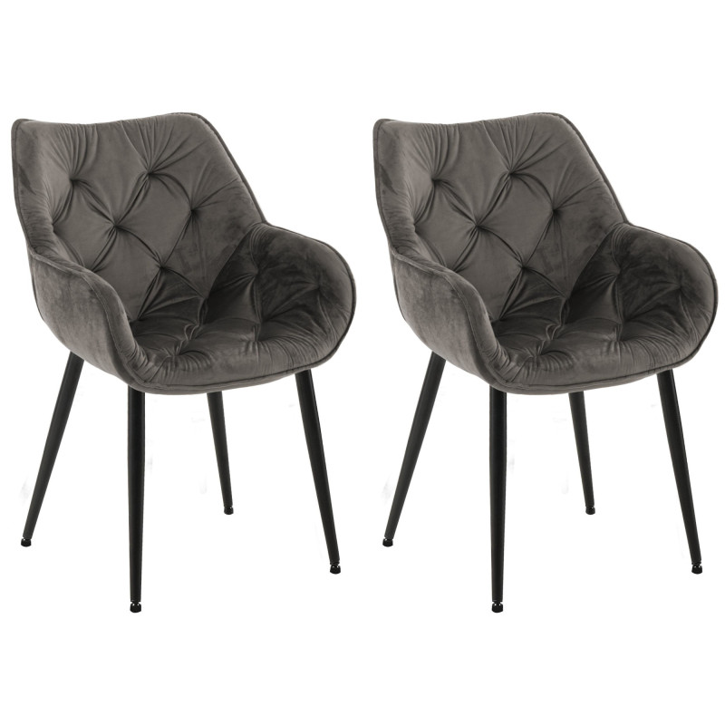 Lot de 2 chaises Tanna en velours anthracite
