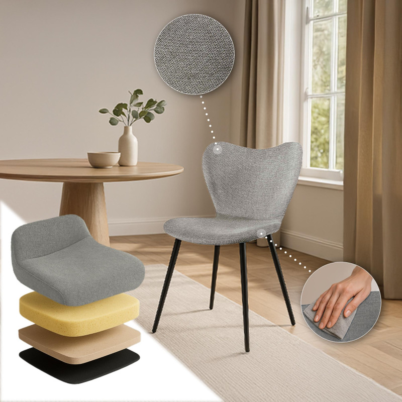 Chaise de salle à manger Maika en tissu gris