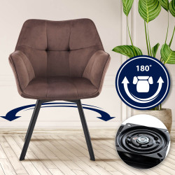 Chaise de salle à manger Jordi en velours marron