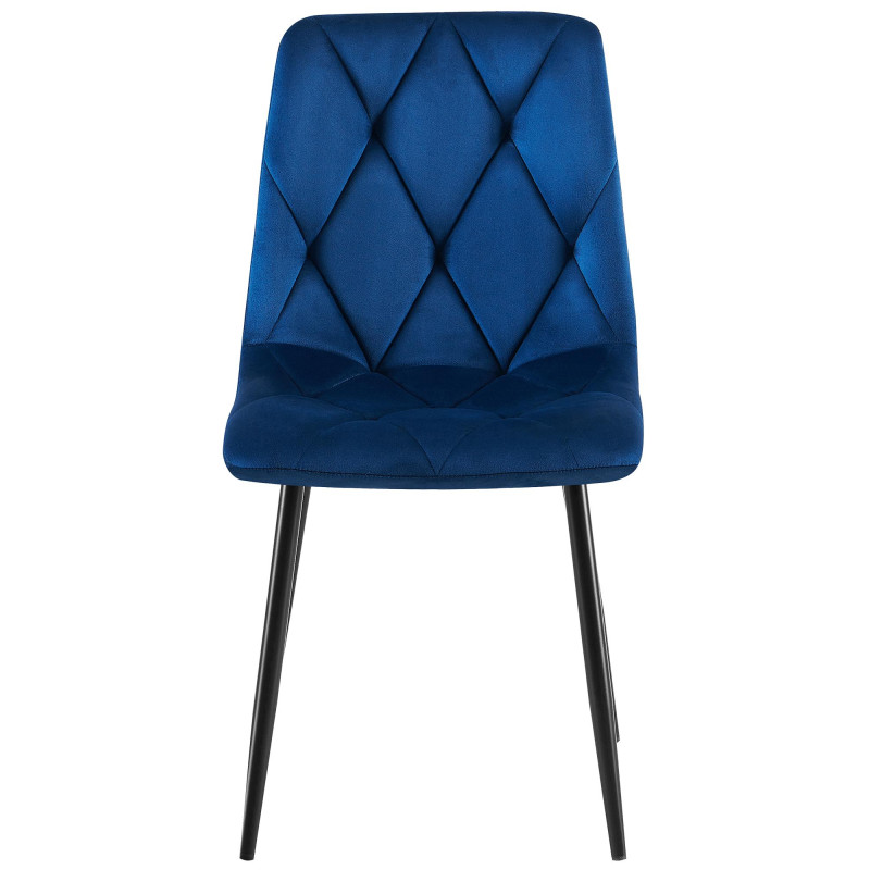 Chaise de salle à manger Clairton, velours, bleu foncé