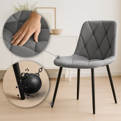 Chaise de salle à manger Clairton en velours gris foncé