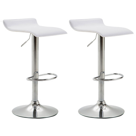 Lot de 2 tabourets de bar Dyn V2 en similicuir chromé blanc