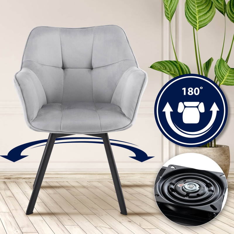 Chaise de salle à manger Jordi, velours gris foncé