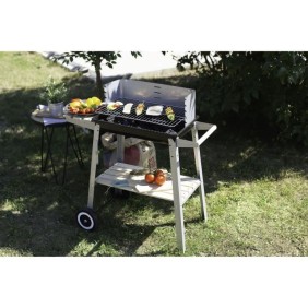 LIVOO Feel good moments - Barbecue charbon finition bois - Gris - Barbecue charbon finition bois