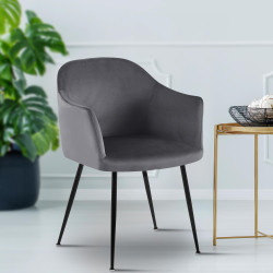 Chaise de salle à manger Jaysie en velours gris foncé