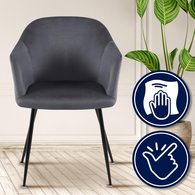 Chaise de salle à manger Jaysie en velours gris foncé