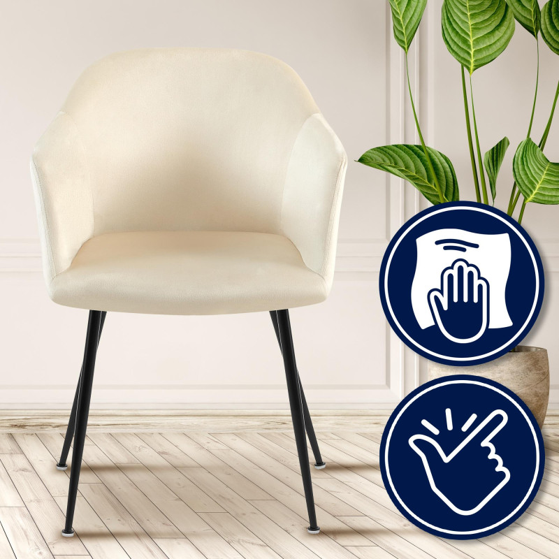 Chaise de salle à manger Jaysie en velours crème