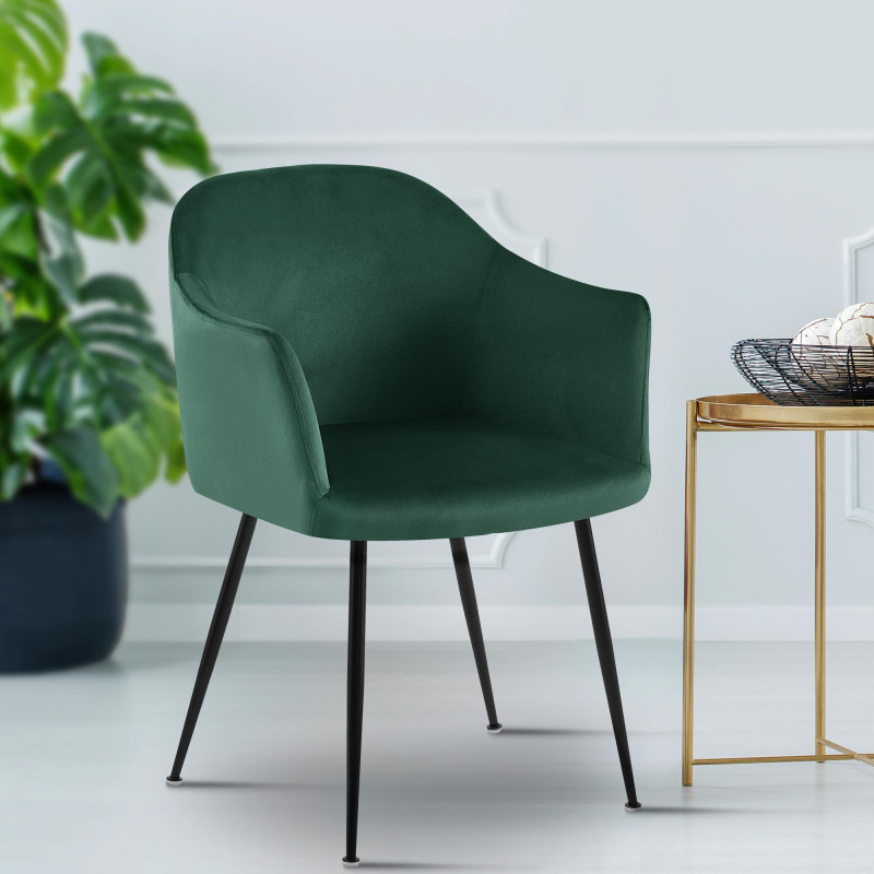 Chaise de salle à manger en velours Jaysie vert foncé