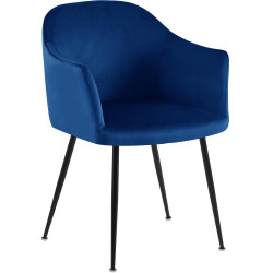 Chaise de salle à manger en velours Jaysie bleu foncé
