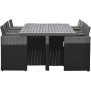 Ensemble repas de jardin encastrable - Noir - Résine tressée et plateau aluminium - 8 places - PVC-8-ALU-N - DCB GARDEN