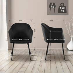 Chaise de salle à manger Jaysie en velours noir