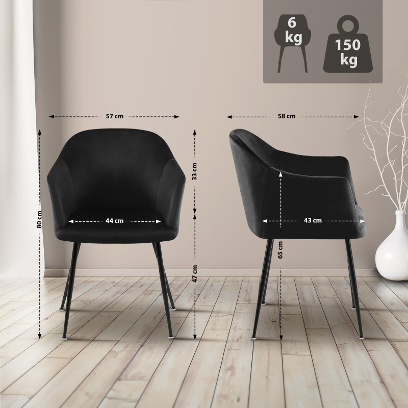 Chaise de salle à manger Jaysie en velours noir