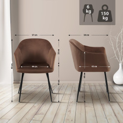 Chaise de salle à manger Jaysie en velours marron