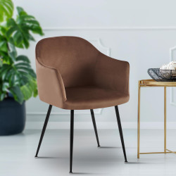 Chaise de salle à manger Jaysie, velours, marron