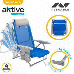 Chaise Pliante avec Repose-Tête Aktive Gomera Bleu 51 x 76 x 45 cm (2 Unités)