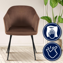 Chaise de salle à manger Jaysie en velours marron