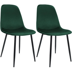Ensemble de 2 chaises de salle à manger Maryam en velours vert