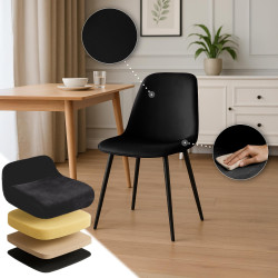 Chaise de salle à manger Maryam en velours noir