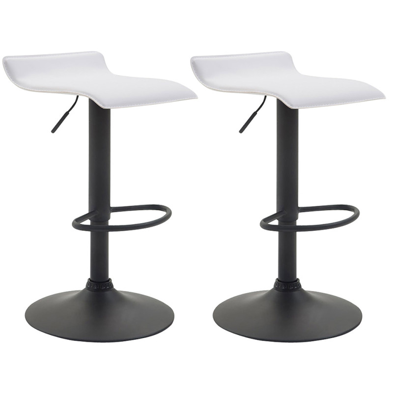 Lot de 2 tabourets de bar Dyn V2 simili cuir noir blanc