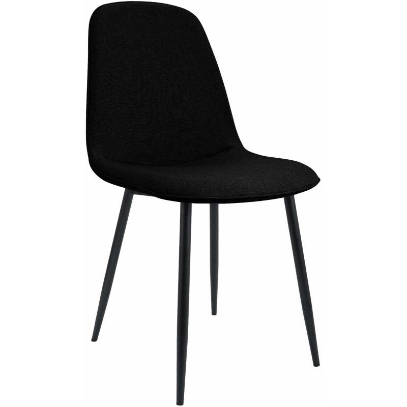 Chaise de salle à manger Maryam en tissu noir