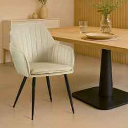 Chaise de salle à manger Cheryl velours noir crème