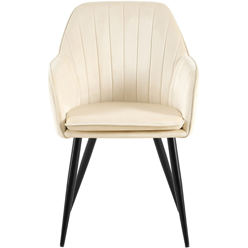 Chaise de salle à manger Cheryl velours noir crème