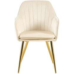 Chaise de salle à manger Cheryl, velours, or et crème