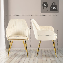 Chaise de salle à manger Cheryl velours doré crème