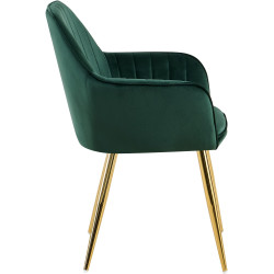 Chaise de salle à manger Cheryl velours vert doré