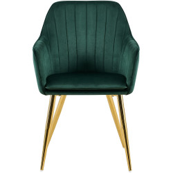 Chaise de salle à manger Cheryl velours vert doré