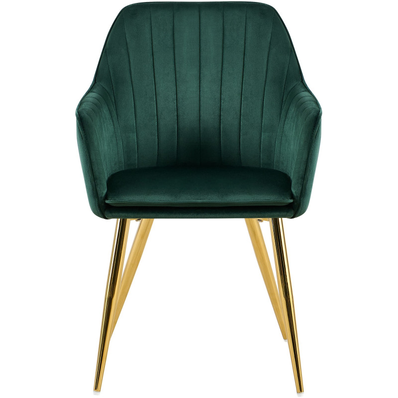 Chaise de salle à manger Cheryl velours vert doré