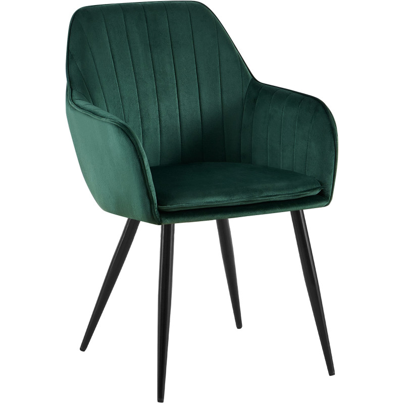Chaise de salle à manger Cheryl velours noir vert