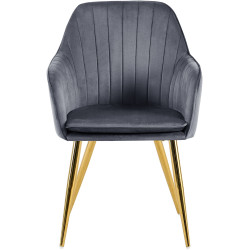 Chaise de salle à manger Cheryl, velours, or/gris foncé