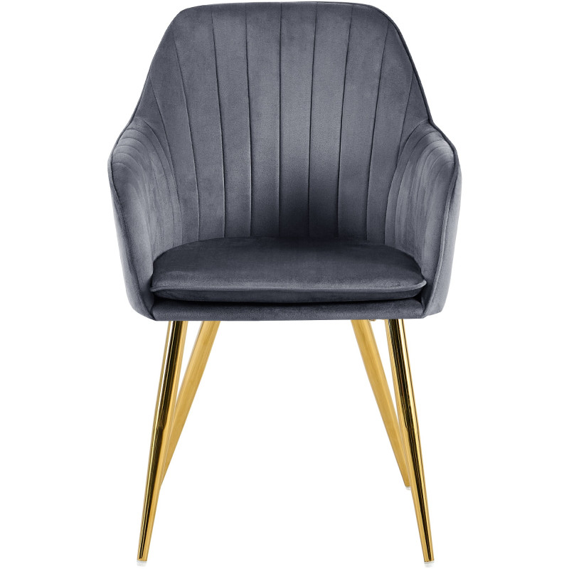 Chaise de salle à manger Cheryl velours doré gris foncé