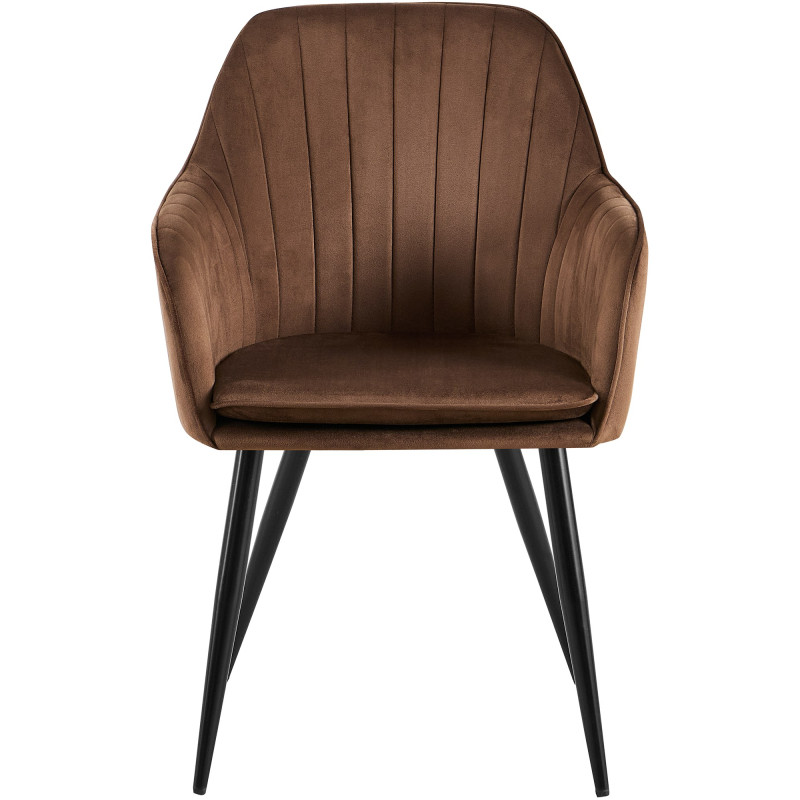 Chaise de salle à manger Cheryl, velours, noir/marron