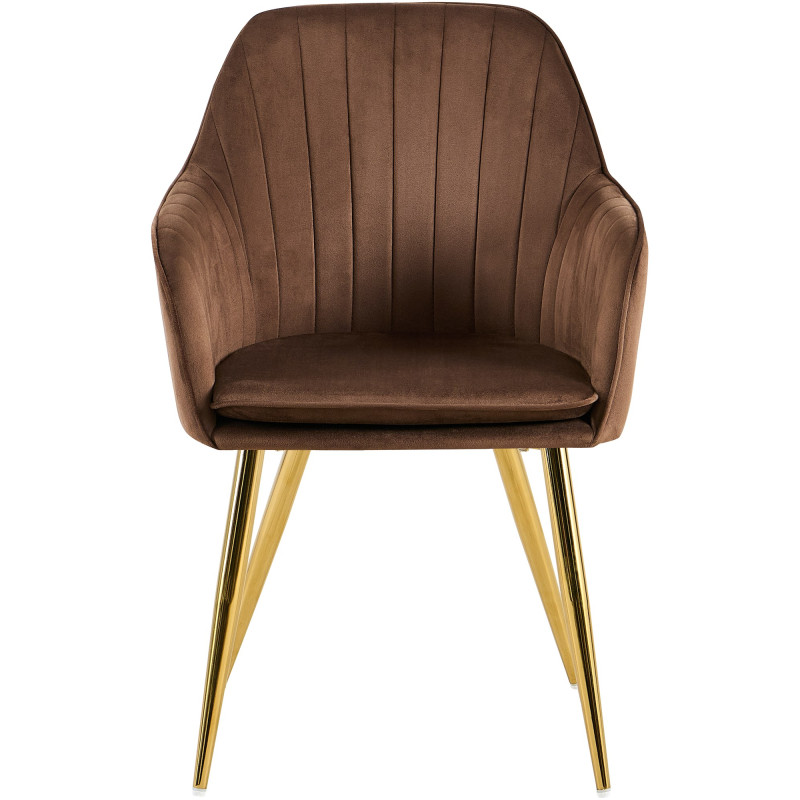 Chaise de salle à manger Cheryl en velours doré marron