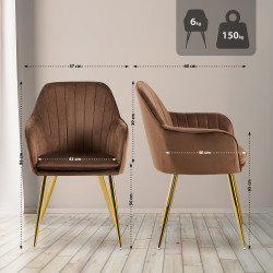 Chaise de salle à manger Cheryl en velours doré marron