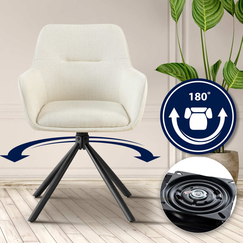 Lot de 2 chaises Tipton en tissu crème