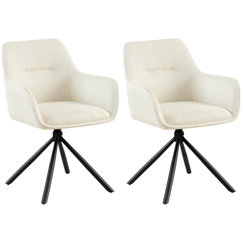 Lot de 2 chaises Tipton en tissu crème