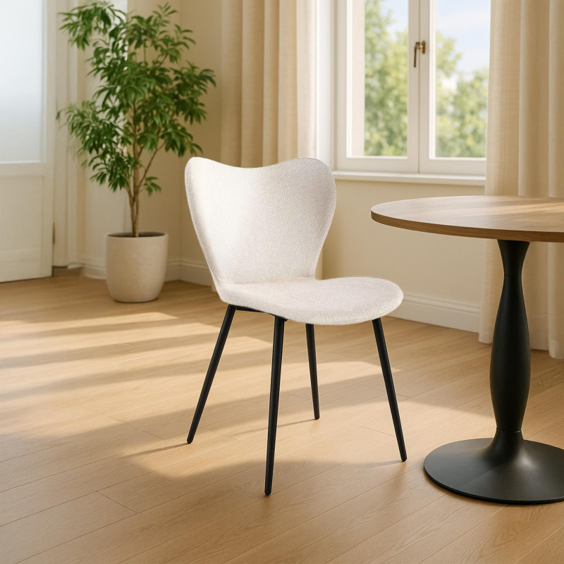 Chaise de salle à manger Maika, tissu crème
