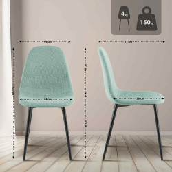 Chaise de salle à manger Napier, tissu vert clair