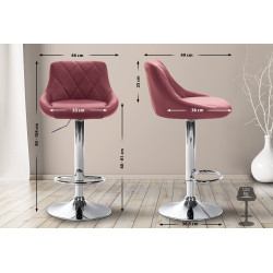 Tabouret de bar Lazio similicuir chromé rouge bordeaux