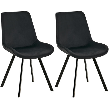 Lot de 2 chaises de salle à manger Lewes en velours noir