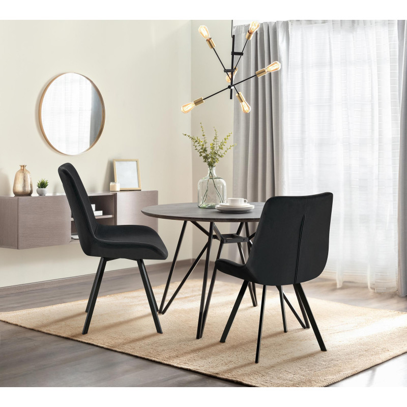 Lot de 2 chaises de salle à manger Lewes en velours noir
