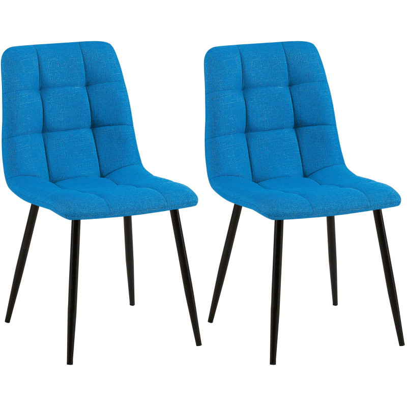 Lot de 2 chaises de salle à manger Tilde en tissu bleu clair